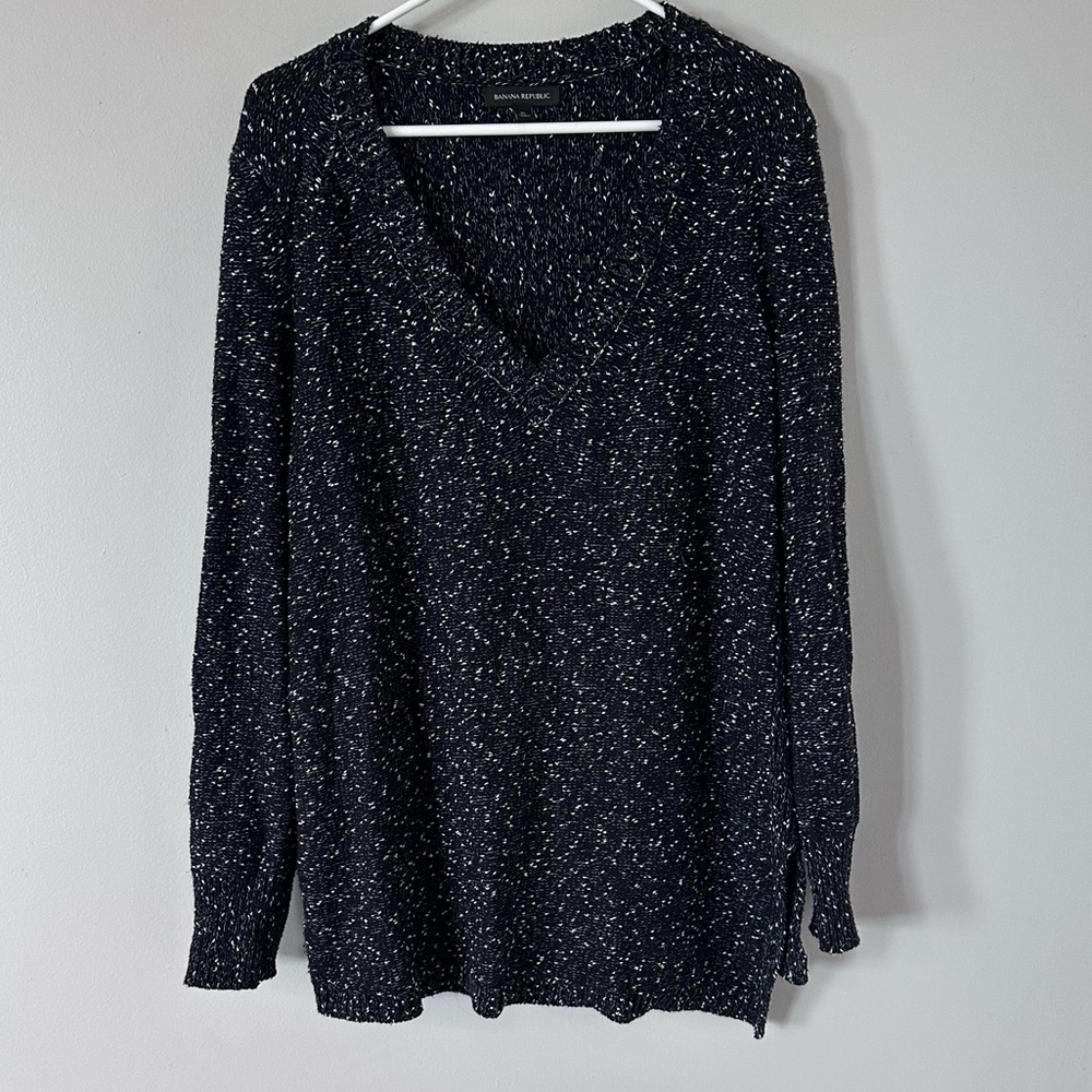 Banana Republic Black and White V-neck Sweater